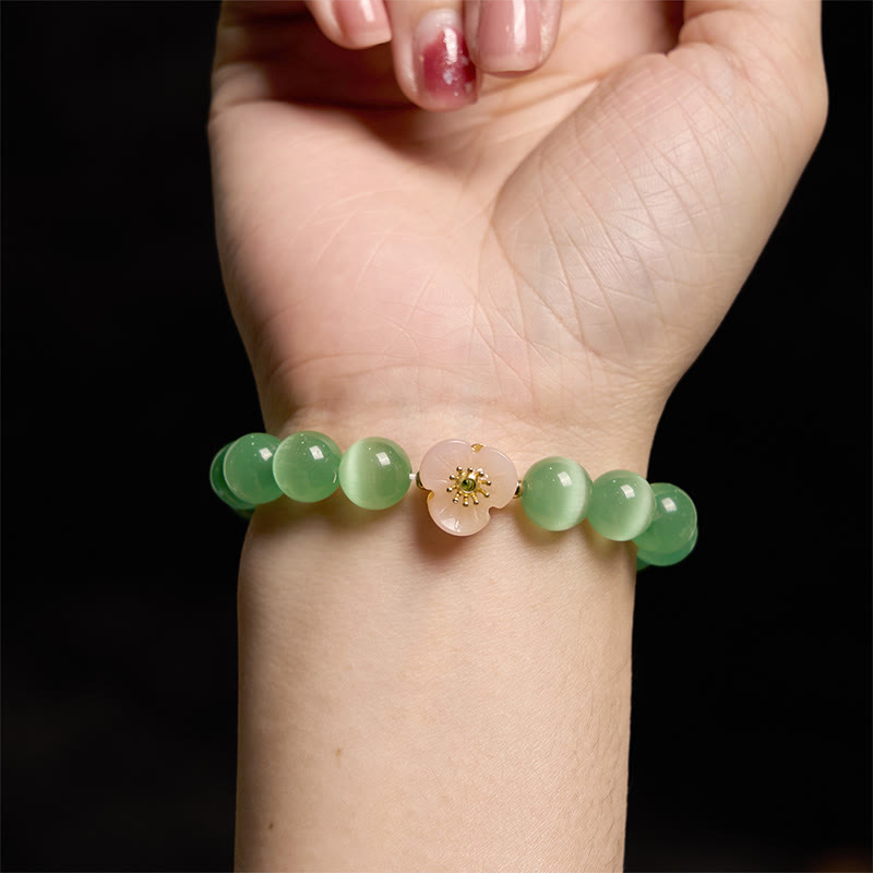 Wear FengShui Cat's Eye Chrysoberyl Flower Love Bracelet