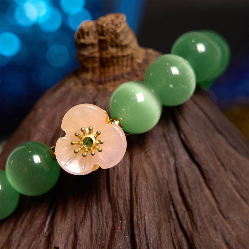 Wear FengShui Cat's Eye Chrysoberyl Flower Love Bracelet