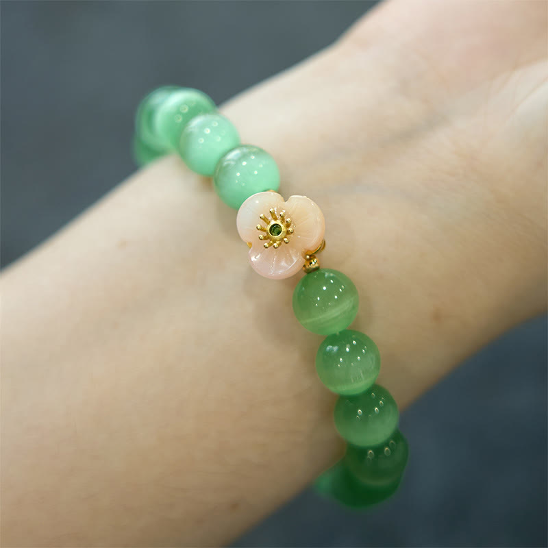 Wear FengShui Cat's Eye Chrysoberyl Flower Love Bracelet