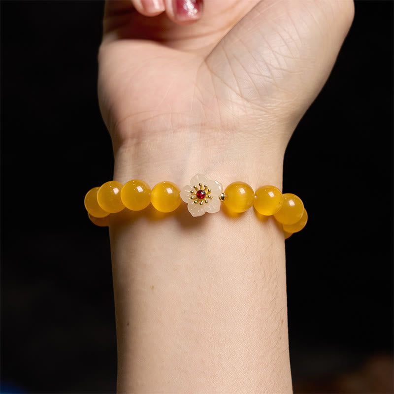 Wear FengShui Cat's Eye Chrysoberyl Flower Love Bracelet