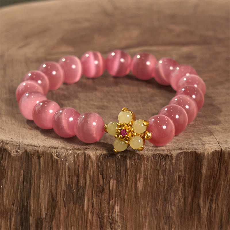 Wear FengShui Cat's Eye Chrysoberyl Flower Love Bracelet