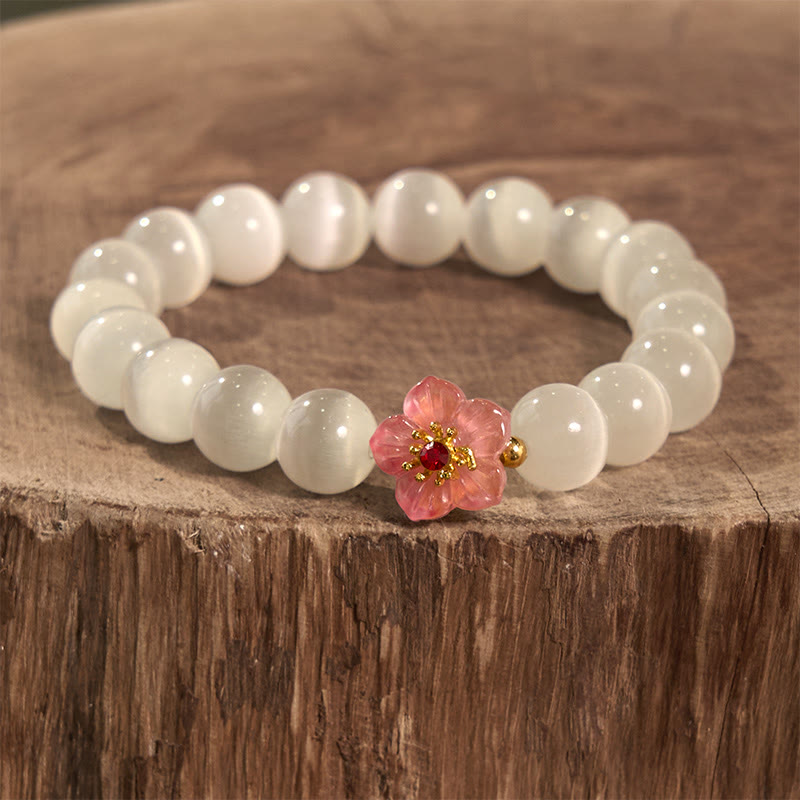 Wear FengShui Cat's Eye Chrysoberyl Flower Love Bracelet