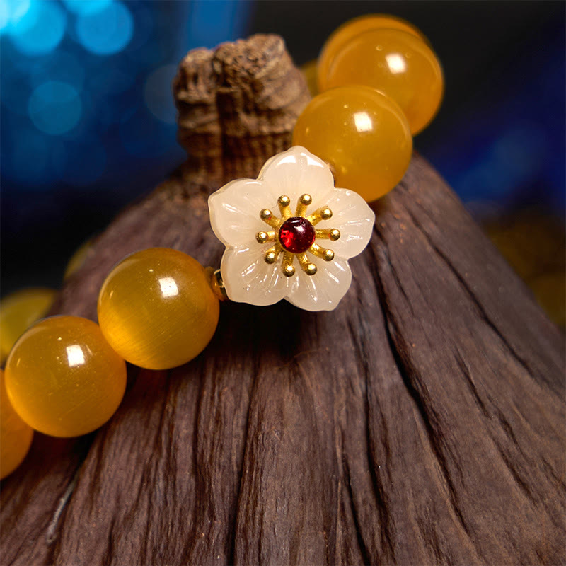 Wear FengShui Cat's Eye Chrysoberyl Flower Love Bracelet