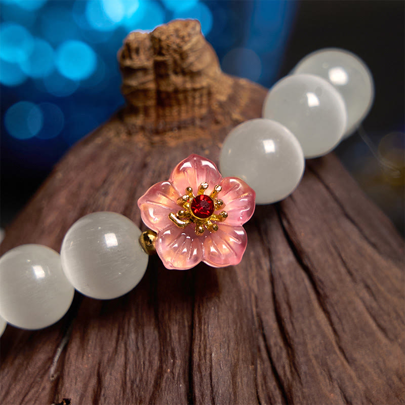 Wear FengShui Cat's Eye Chrysoberyl Flower Love Bracelet