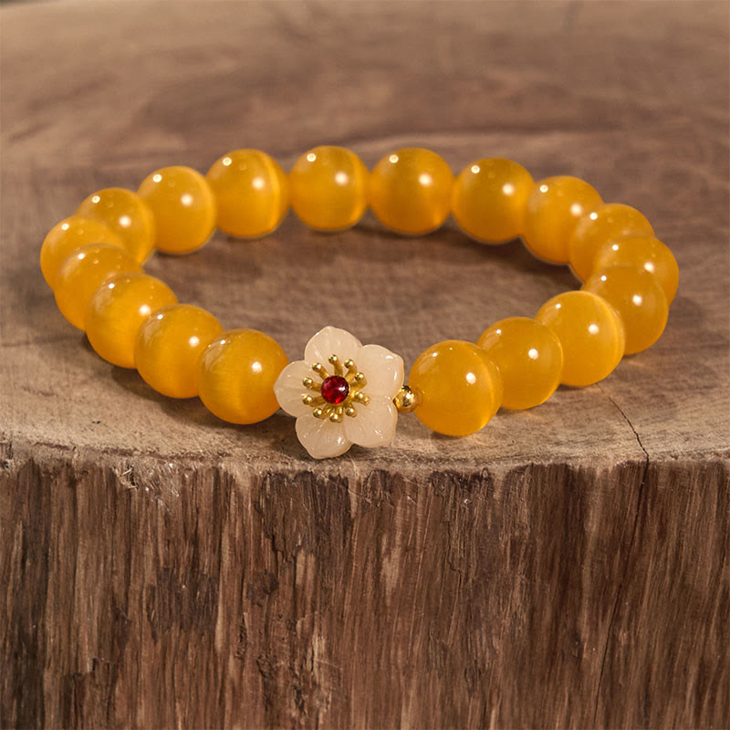 Wear FengShui Cat's Eye Chrysoberyl Flower Love Bracelet