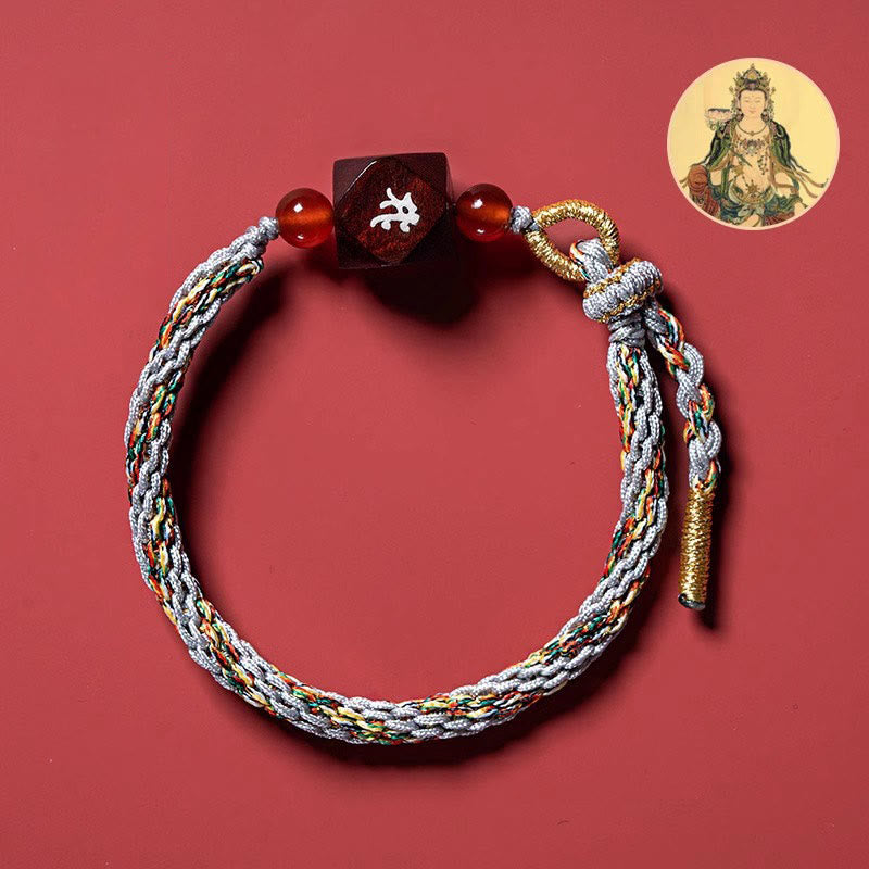 Wear FengShui Chinese Zodiac Natal Buddha Small Leaf Red Sandalwood Red String Protection Bracelet