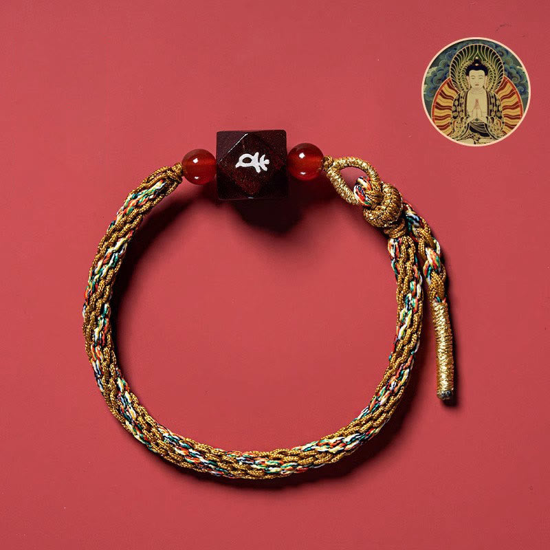Wear FengShui Chinese Zodiac Natal Buddha Small Leaf Red Sandalwood Red String Protection Bracelet
