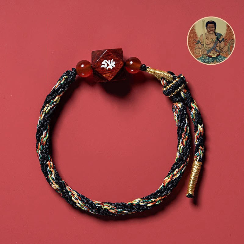 Wear FengShui Chinese Zodiac Natal Buddha Small Leaf Red Sandalwood Red String Protection Bracelet