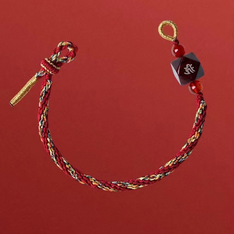 Wear FengShui Chinese Zodiac Natal Buddha Small Leaf Red Sandalwood Red String Protection Bracelet