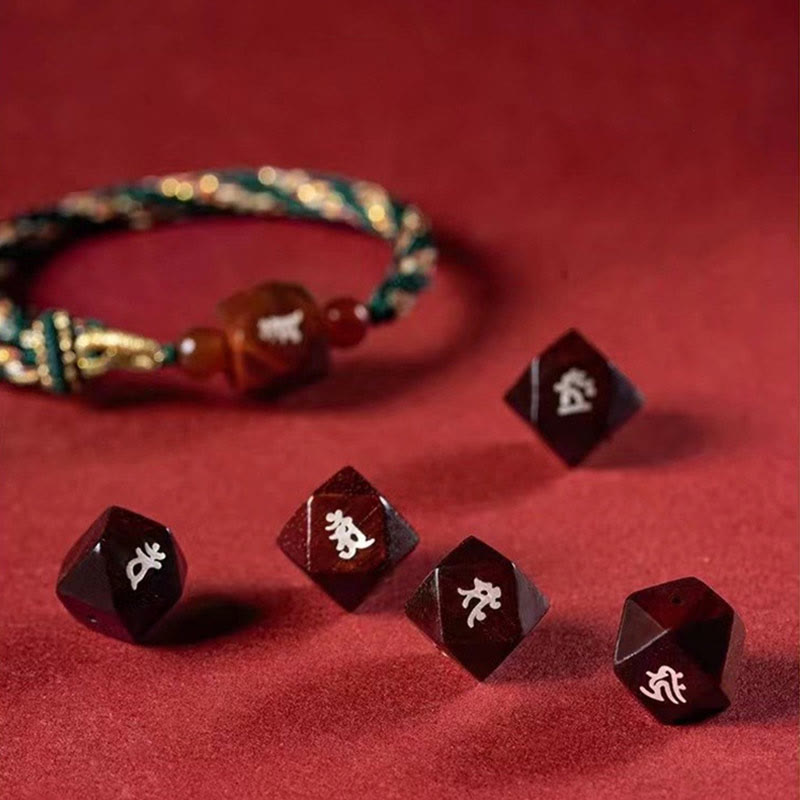 Wear FengShui Chinese Zodiac Natal Buddha Small Leaf Red Sandalwood Red String Protection Bracelet