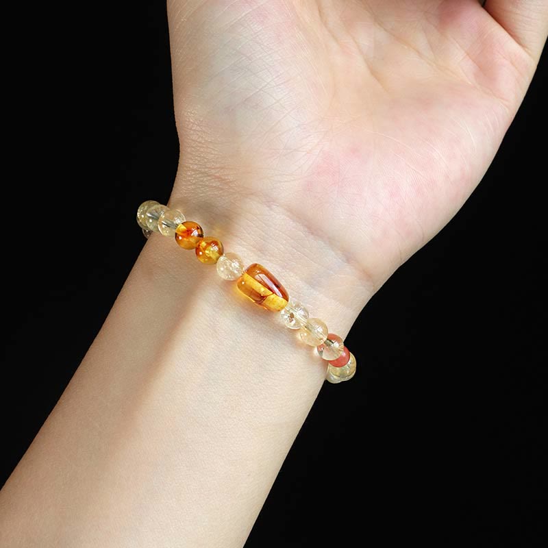 Wear FengShui Natural Citrine Pearl Topaz White Crystal Protection Bracelet