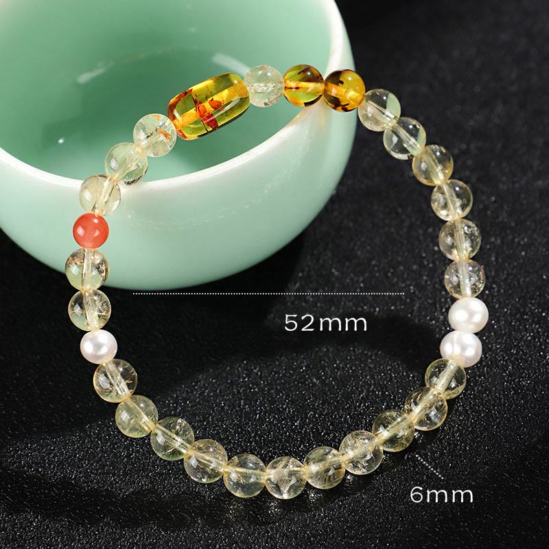 Wear FengShui Natural Citrine Pearl Topaz White Crystal Protection Bracelet