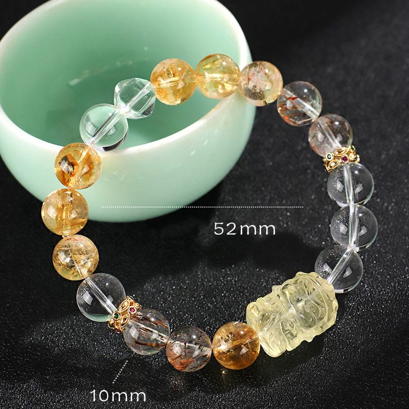 Wear FengShui Natural Citrine Pearl Topaz White Crystal Protection Bracelet