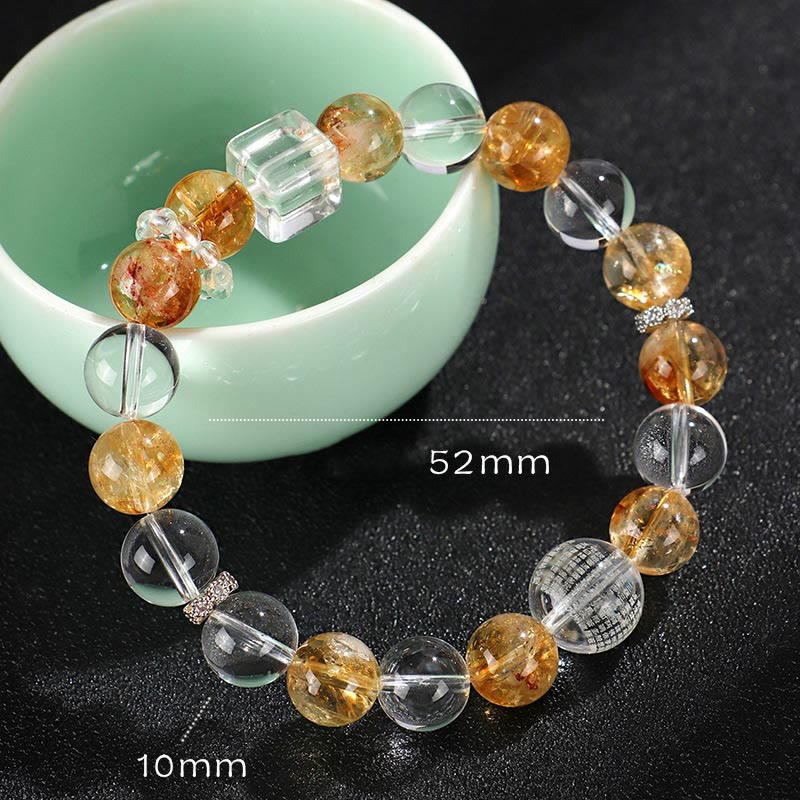 Wear FengShui Natural Citrine Pearl Topaz White Crystal Protection Bracelet