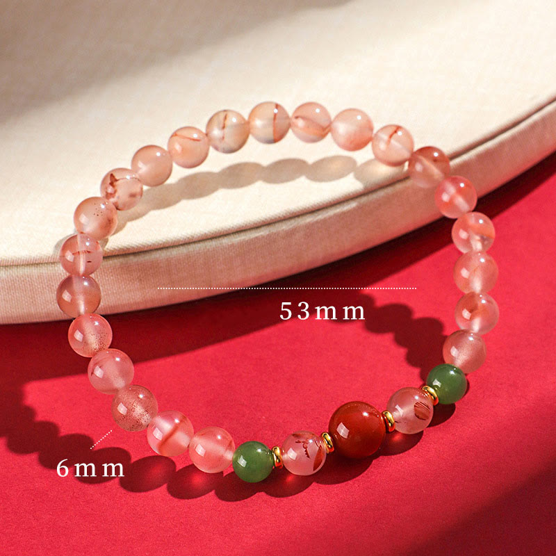Wear FengShui South Red Agate Butterfly Orchid Hetian Jade Luck Bracelet