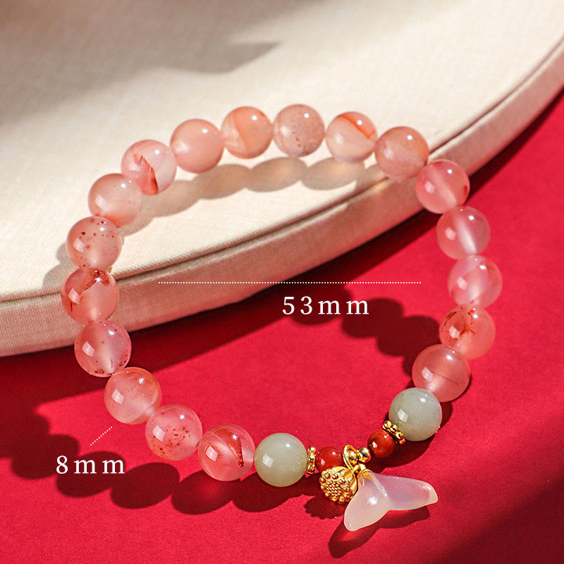 Wear FengShui South Red Agate Butterfly Orchid Hetian Jade Luck Bracelet