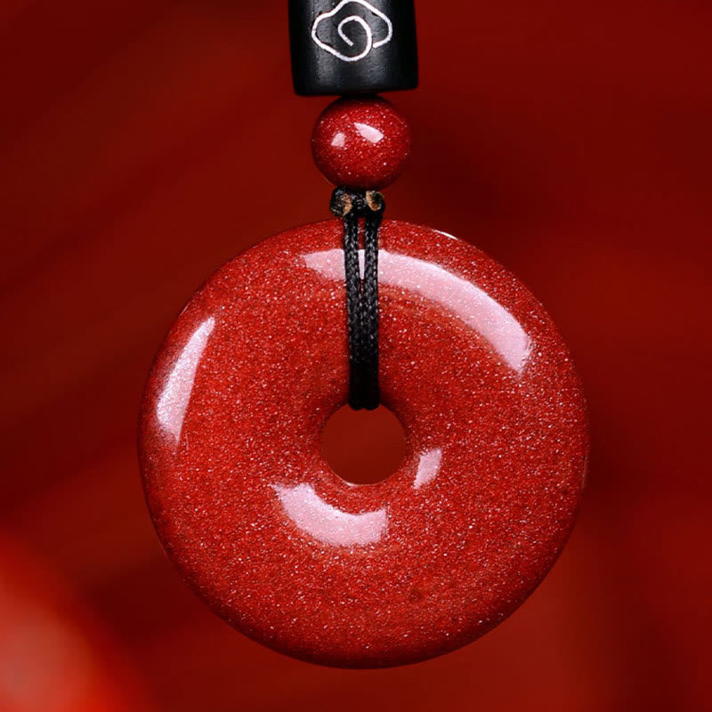 Wear FengShui Chinese Zodiac Cinnabar Peace Buckle Calm Necklace Pendant