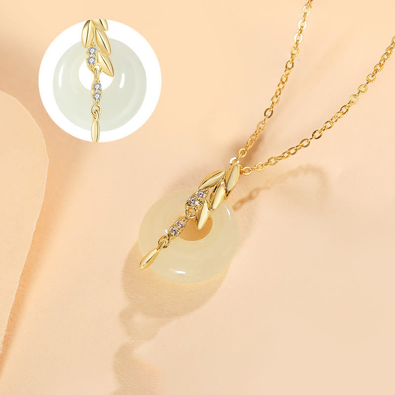 Wear FengShui Hetian Jade 925 Sterling Silver Wheat Luck Necklace Pendant