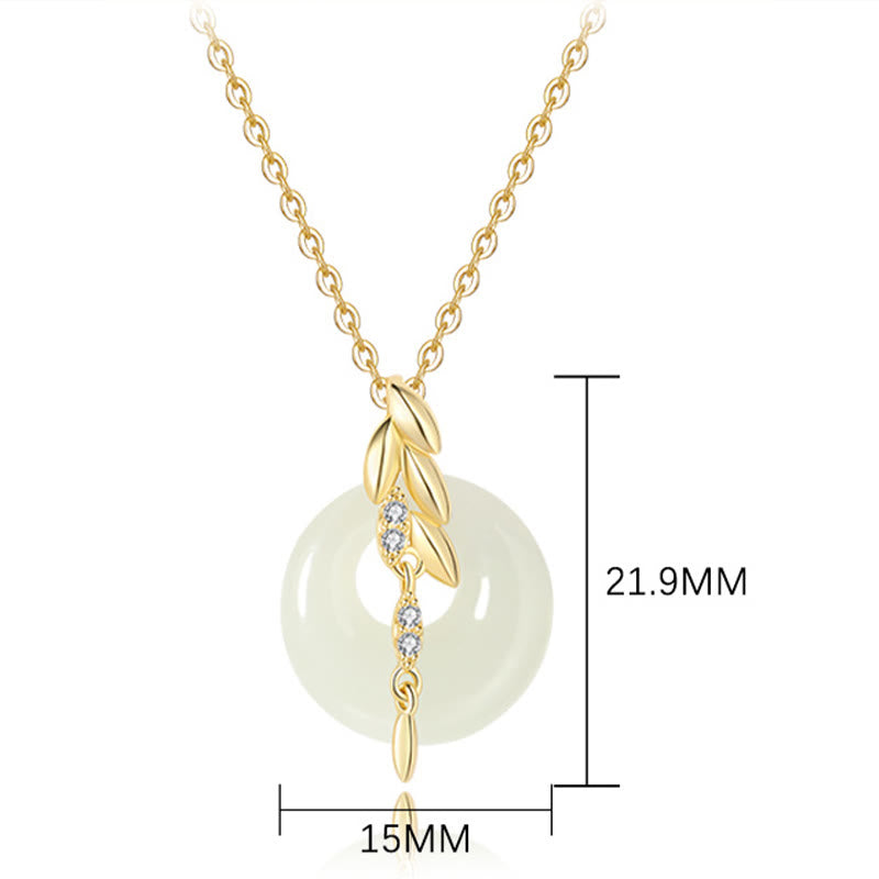 Wear FengShui Hetian Jade 925 Sterling Silver Wheat Luck Necklace Pendant