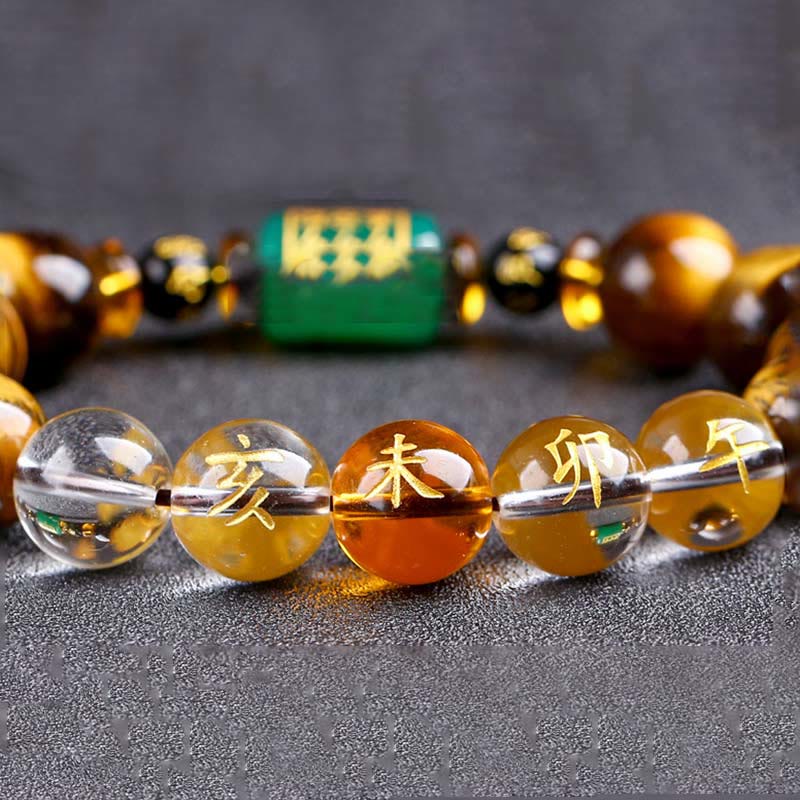 Wear FengShui Chinese Zodiac Tiger Eye White Crystal Courage Bracelet