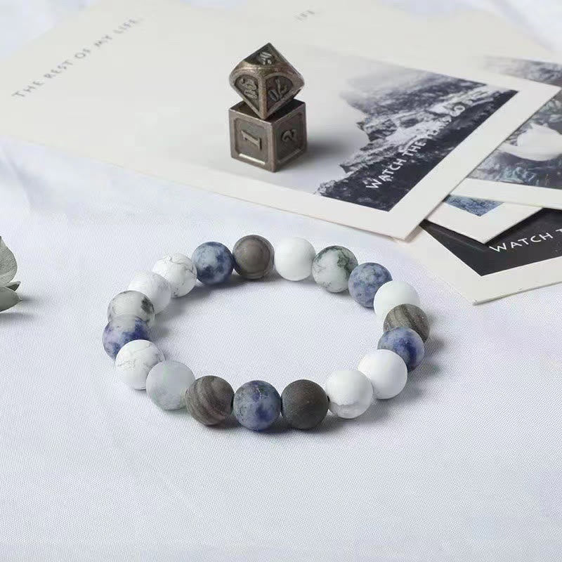 Wear FengShui White Turquoise Picasso Jasper Blue Spot Jasper Relaxation Bracelet