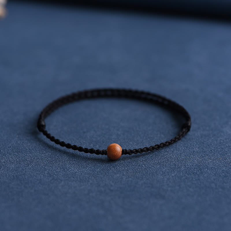 Wear FengShui Natural Peach Wood Bead Ward Off Evil Spirits Braided Bracelet