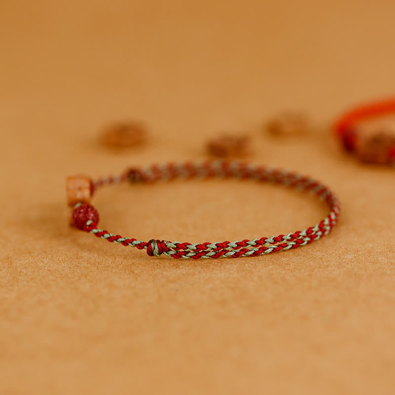 Wear FengShui Peach Wood Small Peach Blossom Cinnabar Wealth String Bracelet Anklet