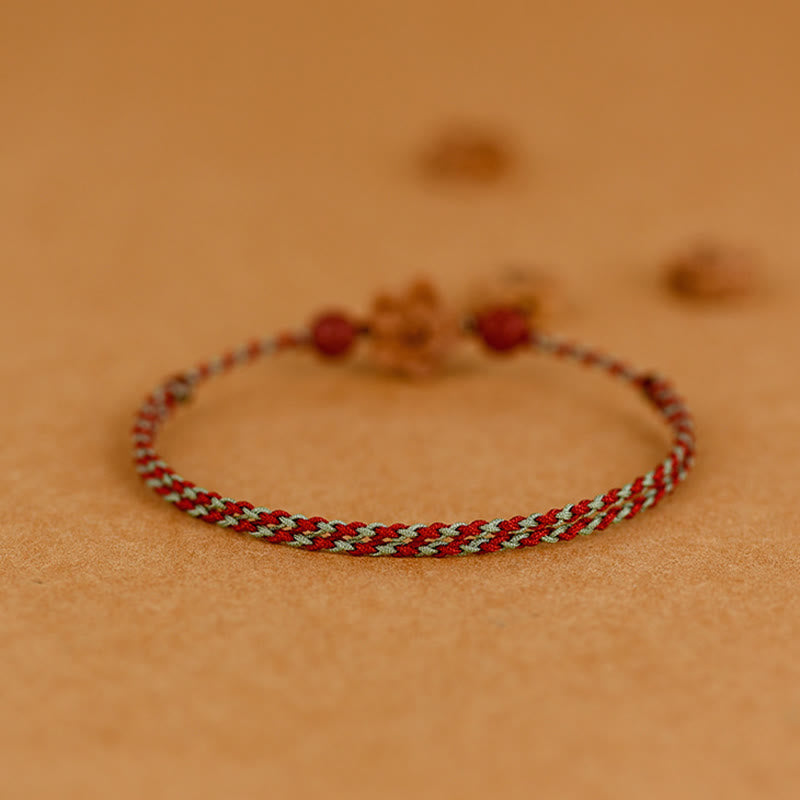 Wear FengShui Peach Wood Small Peach Blossom Cinnabar Wealth String Bracelet Anklet