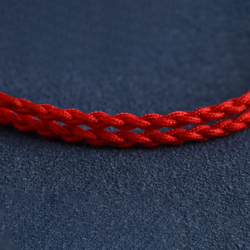 Wear FengShui Natural Peach Wood Bead Ward Off Evil Spirits Braided Bracelet