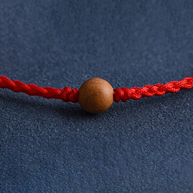 Wear FengShui Natural Peach Wood Bead Ward Off Evil Spirits Braided Bracelet