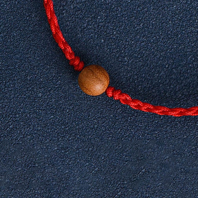 Wear FengShui Natural Peach Wood Bead Ward Off Evil Spirits Braided Bracelet