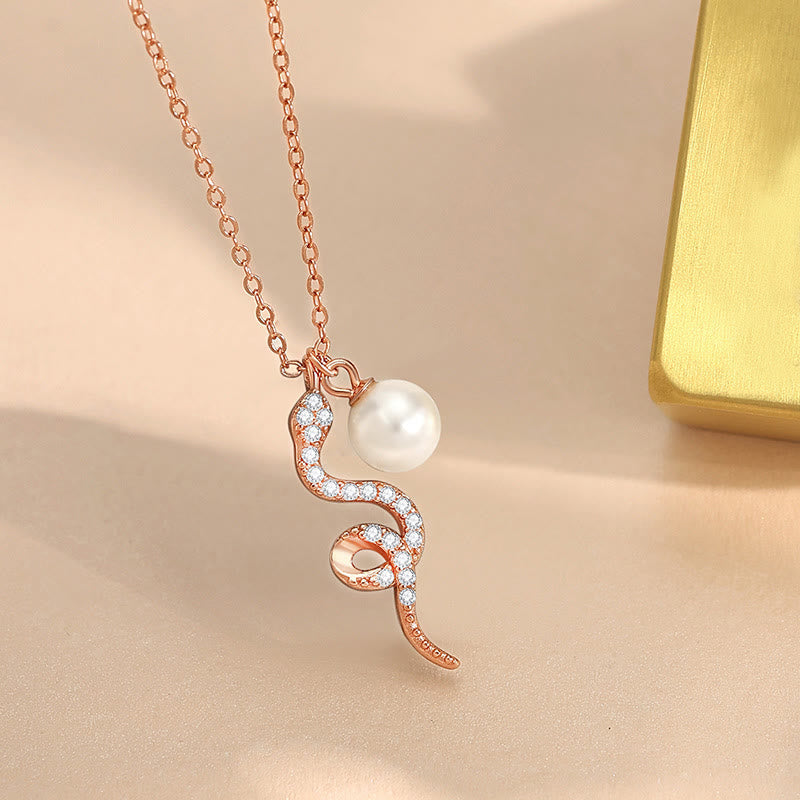 Wear FengShui 925 Sterling Silver Pearl Year Of The Snake Blessing Sincerity Necklace Pendant