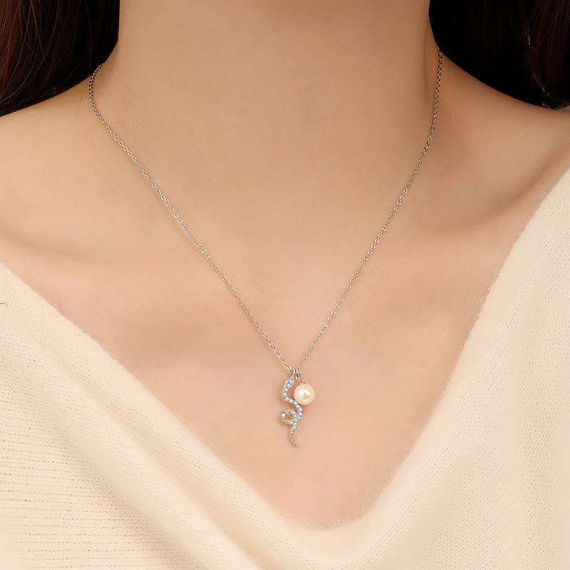 Wear FengShui 925 Sterling Silver Pearl Year Of The Snake Blessing Sincerity Necklace Pendant
