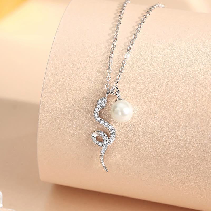Wear FengShui 925 Sterling Silver Pearl Year Of The Snake Blessing Sincerity Necklace Pendant