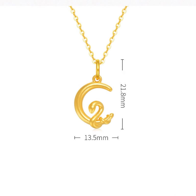 Wear FengShui 999 Gold Moon Year Of The Snake Luck Necklace Pendant