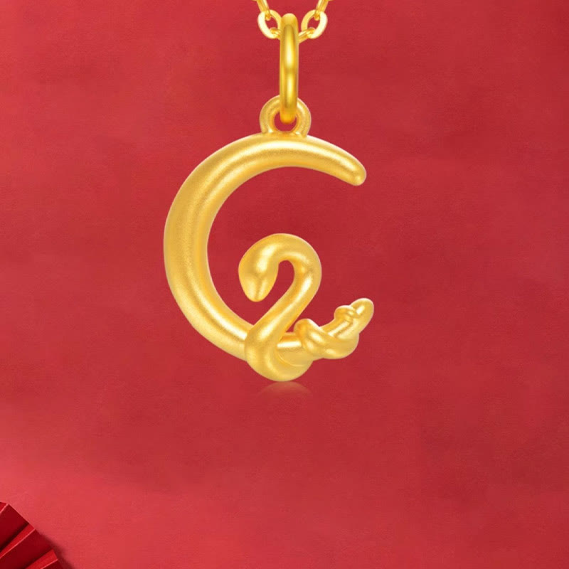 Wear FengShui 999 Gold Moon Year Of The Snake Luck Necklace Pendant