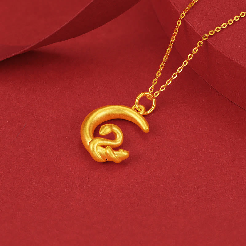 Wear FengShui 999 Gold Moon Year Of The Snake Luck Necklace Pendant