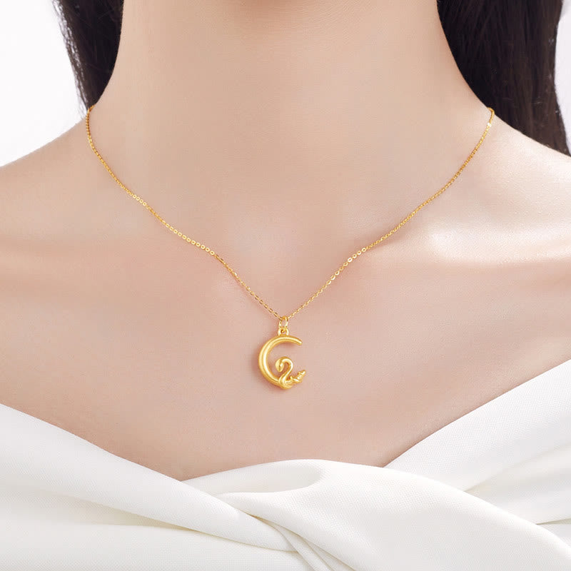 Wear FengShui 999 Gold Moon Year Of The Snake Luck Necklace Pendant