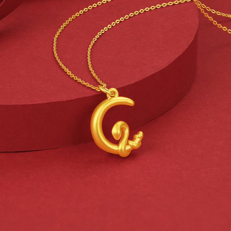 Wear FengShui 999 Gold Moon Year Of The Snake Luck Necklace Pendant