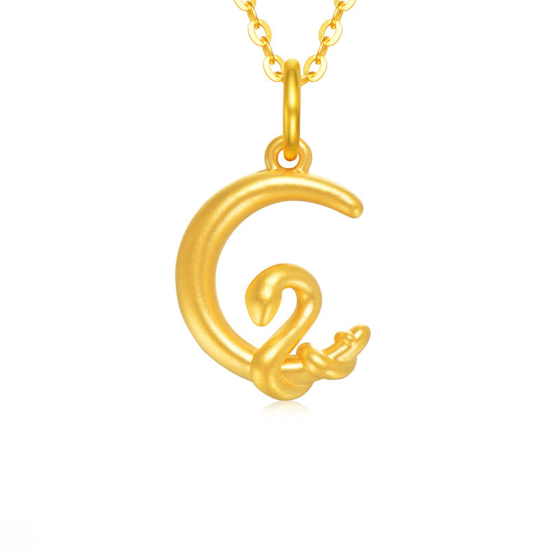 Wear FengShui 999 Gold Moon Year Of The Snake Luck Necklace Pendant