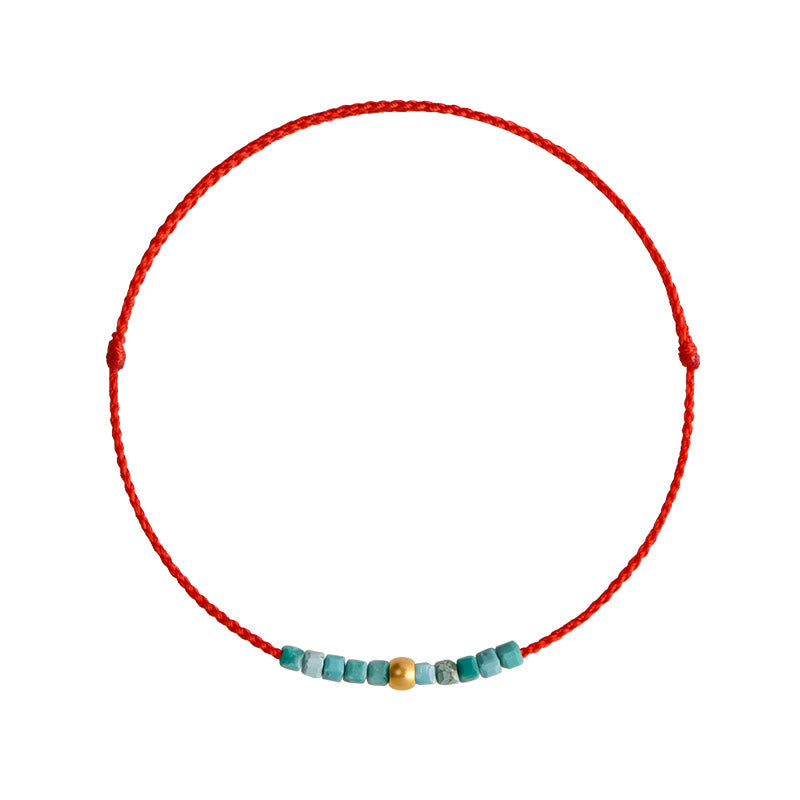 Wear FengShui 999 Gold Beads Turquoise Protection Braided Bracelet Anklet