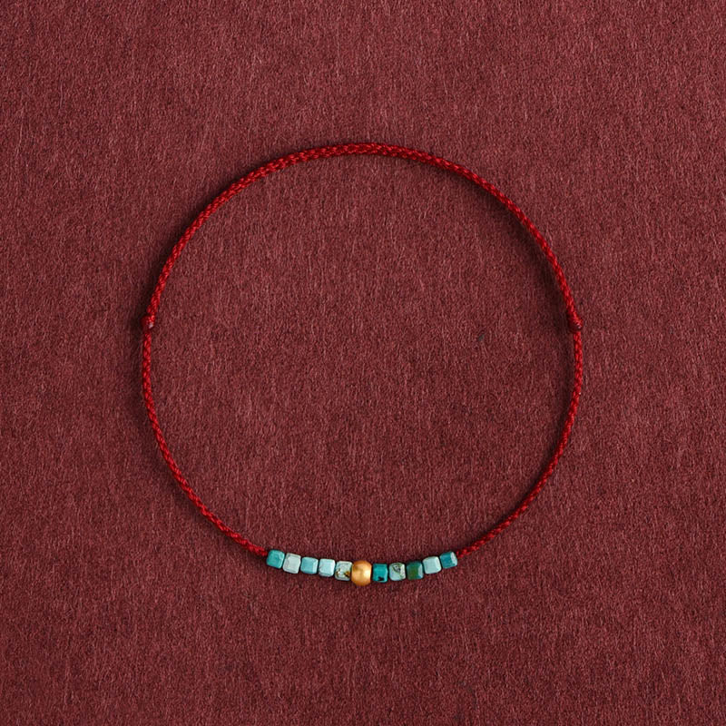 Wear FengShui 999 Gold Beads Turquoise Protection Braided Bracelet Anklet
