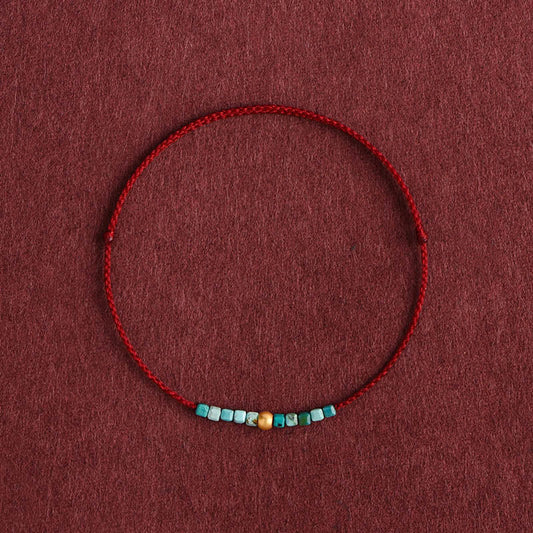 Wear FengShui 999 Gold Beads Turquoise Protection Braided Bracelet Anklet