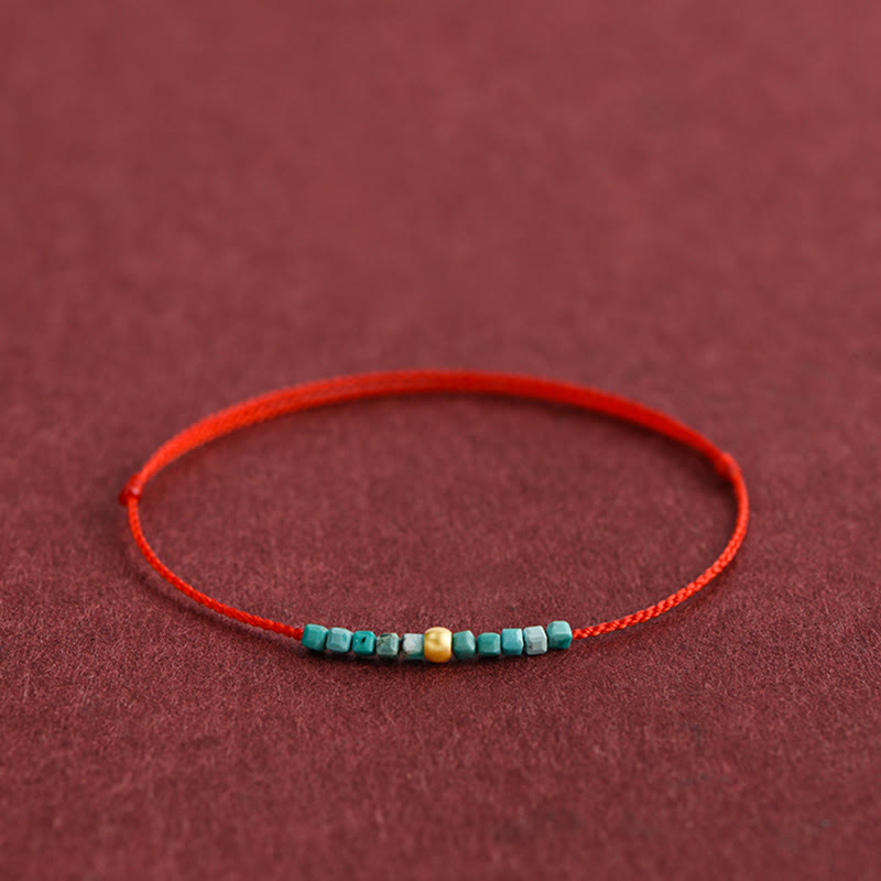 Wear FengShui 999 Gold Beads Turquoise Protection Braided Bracelet Anklet