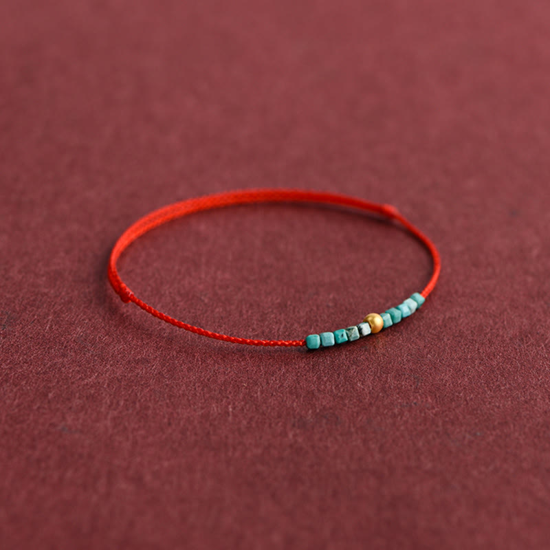 Wear FengShui 999 Gold Beads Turquoise Protection Braided Bracelet Anklet