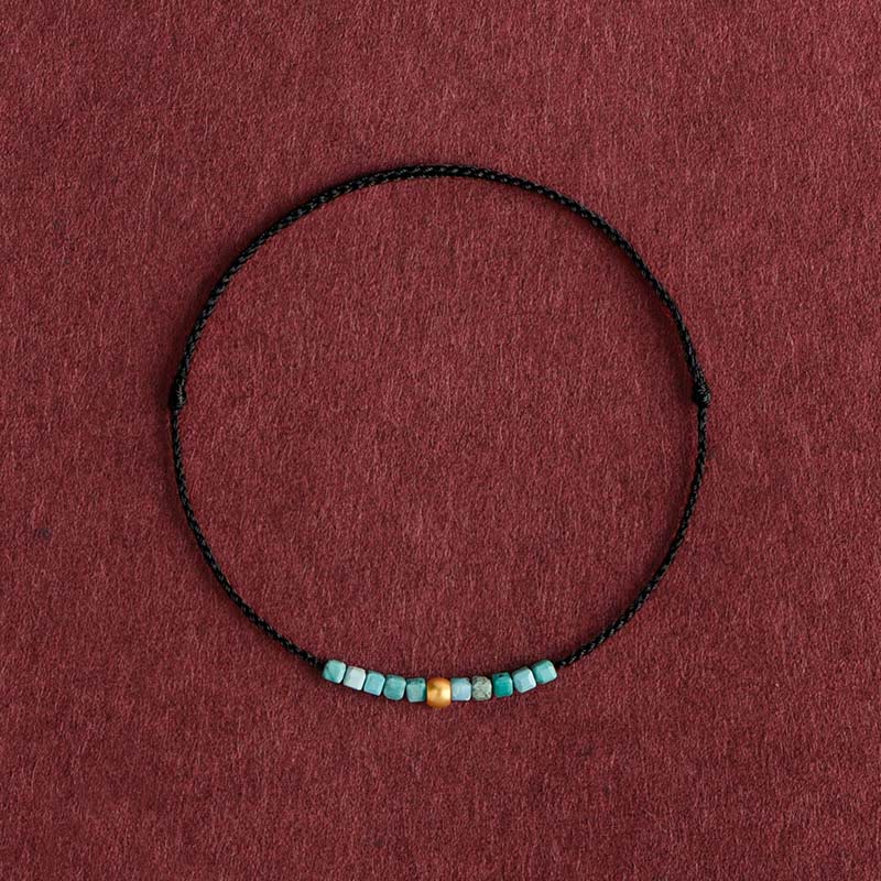 Wear FengShui 999 Gold Beads Turquoise Protection Braided Bracelet Anklet