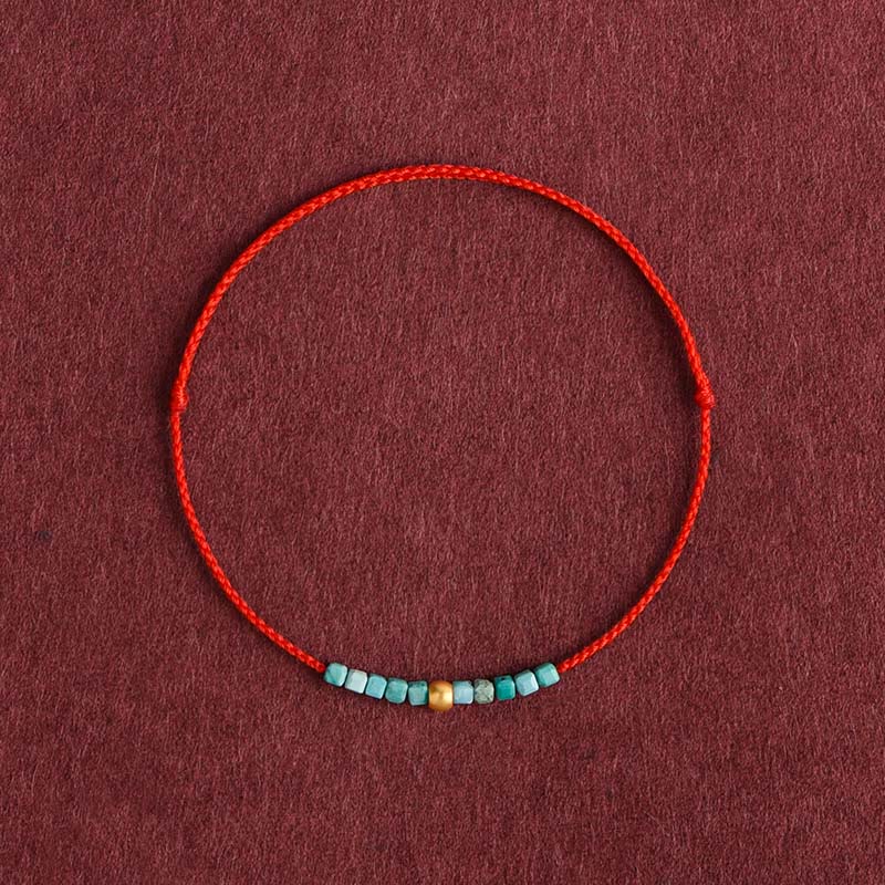 Wear FengShui 999 Gold Beads Turquoise Protection Braided Bracelet Anklet
