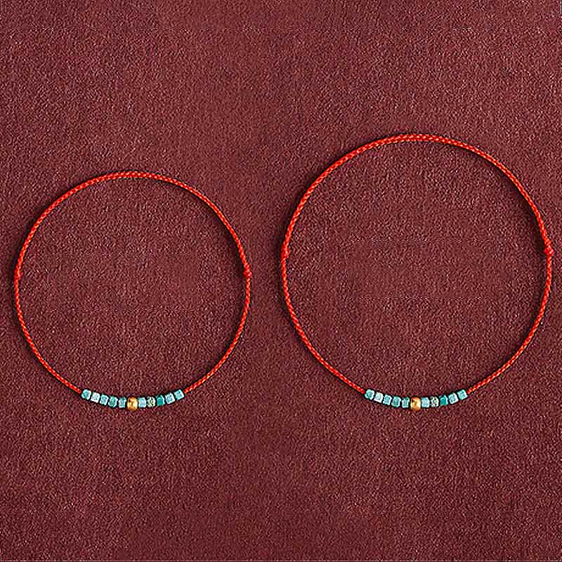 Wear FengShui 999 Gold Beads Turquoise Protection Braided Bracelet Anklet
