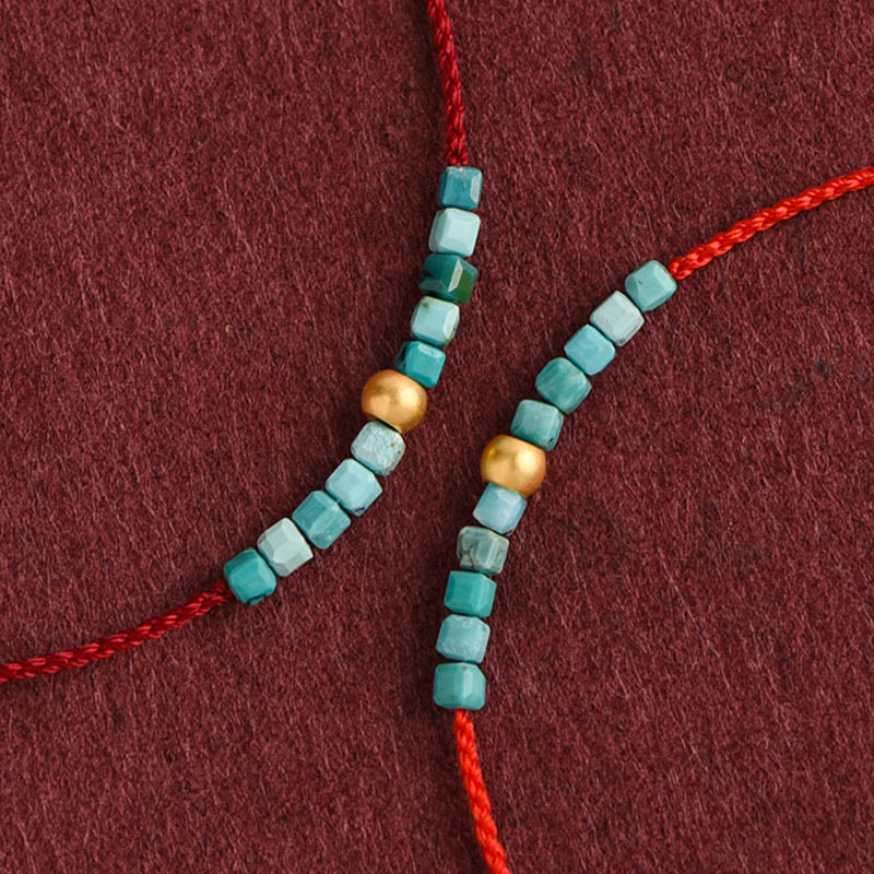 Wear FengShui 999 Gold Beads Turquoise Protection Braided Bracelet Anklet