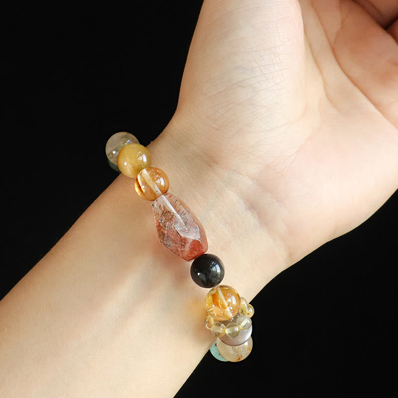 Wear FengShui Super Seven Crystal Topaz Obsidian Tiger Eye Positivity Bracelet